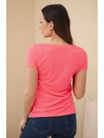 Dámske bavlnené tričko s potlačou CHIC pink neon Dámske bavlnené tričko s potlačou CHIC pink neon