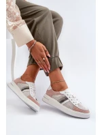 Sneakersy Skórzane Damskie D&A LR110 Biało-Różowe