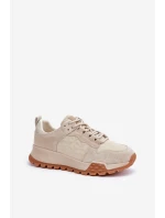 Skórzane Sneakersy Damskie Big Star OO274A315 Hi-Poly System Beżowe