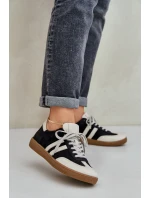 Zazoo N1068 Skórzane Niskie Sneakersy Damskie Czarne