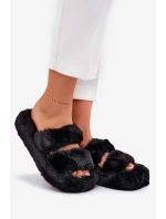 Futrzane Kapcie Damskie Na Platformie Czarne Talfedi