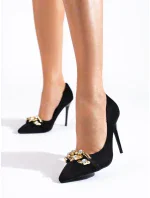 Pekné čierne lodičky pre ženy na ihlovom podpätku Pekné čierne lodičky pre ženy na ihlovom podpätku