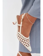 Pletené dámské sandály na podpatku zlaté Selinae