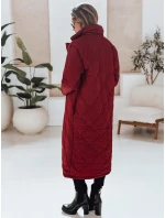 Dámsky prešívaný dlhý kabát TRENDIFY bordový FashionStreet TY4940
