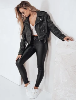 Čierne nohavice z ekokože FashionStreet UY2764