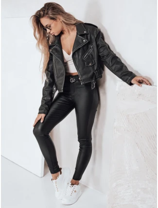 Čierne nohavice z ekokože FashionStreet UY2764