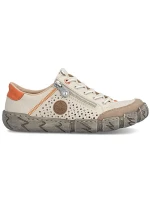 Béžové kožené ažurové dámske poltopánky Rieker L0355-61 Béžové kožené ažurové dámske poltopánky Rieker L0355-61