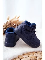 Dziecięce Ocieplane Wysokie Buty Sportowe Granatowe Clafi