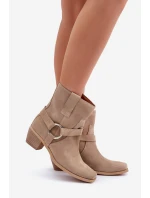 Topánky z prírodnej semišovej kože na podpätku Bright beige Zazoo 3444/2