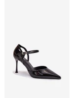 Lakované lodičky s páskem černé Tarilin