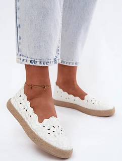 Dámske espadrilky s otvorom s kvetmi biele Merivelle
