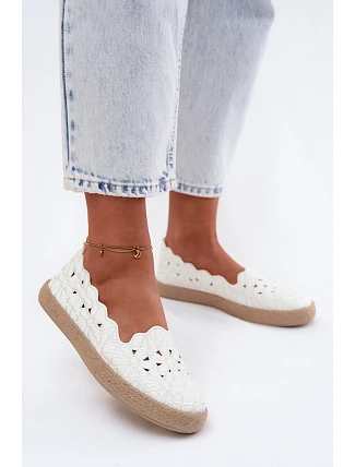 Dámské espadrilky s otvorem s květinami bílé Merivelle