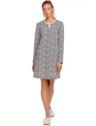 Dámska nočná košeľa 15444 - 271 šedá/ružová so vzorom - Vamp