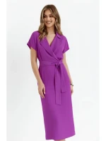 Košeľové šaty s opaskom S363 levanduľová - Stylove