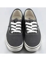 Tmavosivé šnurovacie dámske tenisky (A8865)