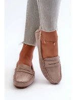 Mokasyny Damskie Z Eko Zamszu Jasnobeżowe Rerceria