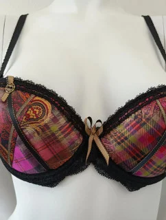 Vystužená podprsenka s kosticou Flamenco čierno-ružová - Hamana