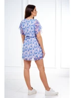 Kvetinové šaty s viazaním v páse vo fialovej farbe Kvetinové šaty s viazaním v páse vo fialovej farbe