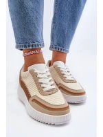 Sneakersy Damskie Na Platformie Beżowe Redala
