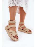 Sandały Damskie Z Rzepami Beżowe Uvissa