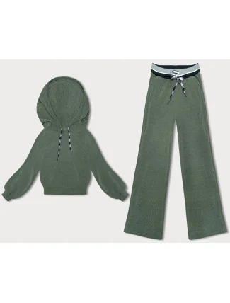 Rebrovaný dámsky komplet v olivovej farbe (AMG-341A) Rebrovaný dámsky komplet v olivovej farbe (AMG-341A)