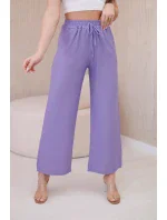 Viskózové nohavice so širokými nohavicami fialové