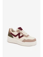 Sneakersy Damskie Na Platformie Ze Złotymi Wstawkami Beżowe Zalvra