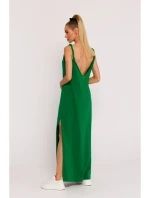 M791 Maxi šaty s hlbokým výstrihom do V - zelené