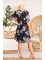 Dámske šaty SC331 čierne s kvetmi - Karko