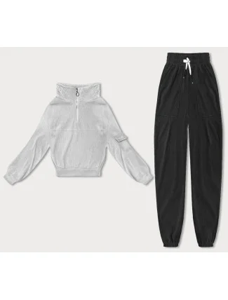 Dámska tepláková súprava s vafľami svetlo sivá (AMG-339A) Dámska tepláková súprava s vafľami svetlo sivá (AMG-339A)