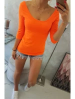 Blúzka s okrúhlym výstrihom oranžová neónová