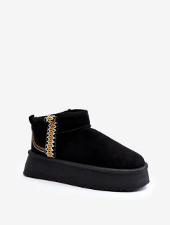 Śniegowce Na Platformie Ze Wzorem Czarne Udra