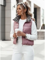 Dámska prechodná krátka prešívaná dvojcestná ružová vesta LEOVELLA FashionStreet TY5492 Dámska prechodná krátka prešívaná dvojcestná ružová vesta LEOVELLA FashionStreet TY5492
