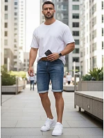 Pánske džínsové šortky s opaskom modré FashionStreet SX2572