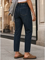 Dámske džínsy Mom Fit s elastickým pásom, tmavomodré, UY3101 Dámske džínsy Mom Fit s elastickým pásom, tmavomodré, UY3101