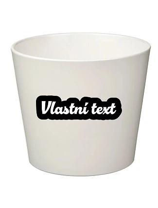 Bílý keramický květináč s vlastním textem s obrysem - malý 