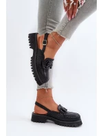 Sandały Damskie Na Płaskim Obcasie Z Ozdobą Czarne D&A MR38-656