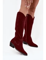 Kovbojské topánky z prírodného semišu s vyhrievaním Zazoo 4225 Burgundy Kovbojské topánky z prírodného semišu s vyhrievaním Zazoo 4225 Burgundy