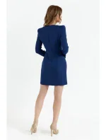 M755 Šaty s modelovaným prešívaním - tmavomodré
