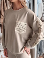 Dámska nadrozmerná mikina LUXEEN mocha FashionStreet RY2794 Dámska nadrozmerná mikina LUXEEN mocha FashionStreet RY2794