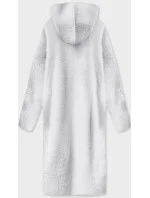Svetlosivý dlhý vlnený prehoz cez oblečenie typu alpaka s kapucňou (M105-1) Svetlosivý dlhý vlnený prehoz cez oblečenie typu alpaka s kapucňou (M105-1)