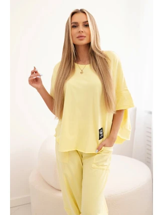 Súprava bavlnená blúzka + nohavice citrit