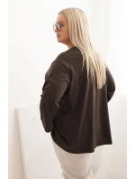 Dámska blúzka v nadmernej veľkosti s bavlnou, vreckom a vyhrnutými rukávmi kiwi