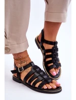 Skórzane Sandały Z Paseczkami Czarne Lemar Lawren
