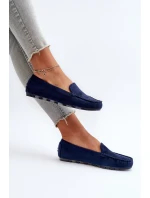 Damskie Zamszowe Mokasyny Granatowe Ranica