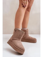 Wysokie Śniegowce Damskie Na Platformie Big Star OO274A097 Beżowe