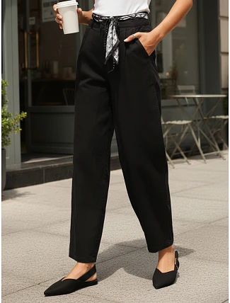Dámske nohavice s vysokým pásom a čiernou FashionStreet UY2901 Dámske nohavice s vysokým pásom a čiernou FashionStreet UY2901
