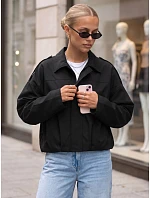 Krátka dámska prechodná látková bunda, čierna, FashionStreet TY5955