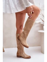 Zamszowe Kozaki Damskie Do Połowy Łydki Na Zamek Lewski 3616 Beżowe Zamszowe Kozaki Damskie Do Połowy Łydki Na Zamek Lewski 3616 Beżowe