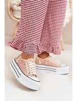 Niskie Trampki Damskie Na Platformie Różowe Melina